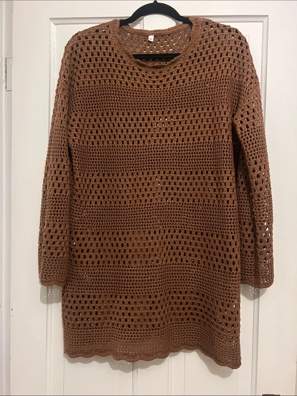 Amazon Essentials Brown Crochet Open-Stitch Swim Coverup - Picture 1 of 1